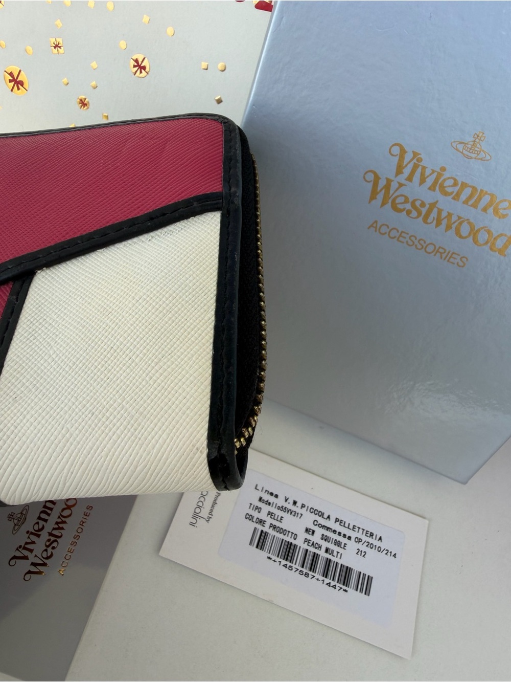 Vivienne Westwood Pink, White & Black Trim Colorblock Wallet - Picture 7 of 13